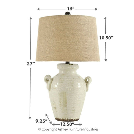 Emelda - Ceramic Table Lamp  - Cream