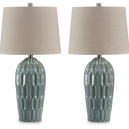 Hadbury - Ceramic Table Lamp (Set of 2) - Pale Blue / Teal