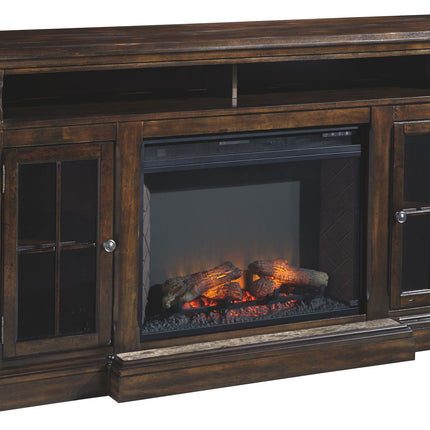 Roddinton - XL TV Stand w/Fireplace Option - Dark Brown
