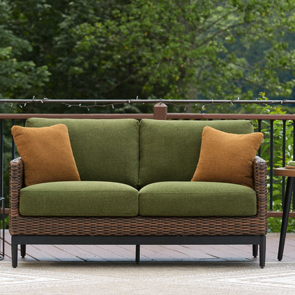 Horizon Hall - Loveseat With Cushion - Brown / Green