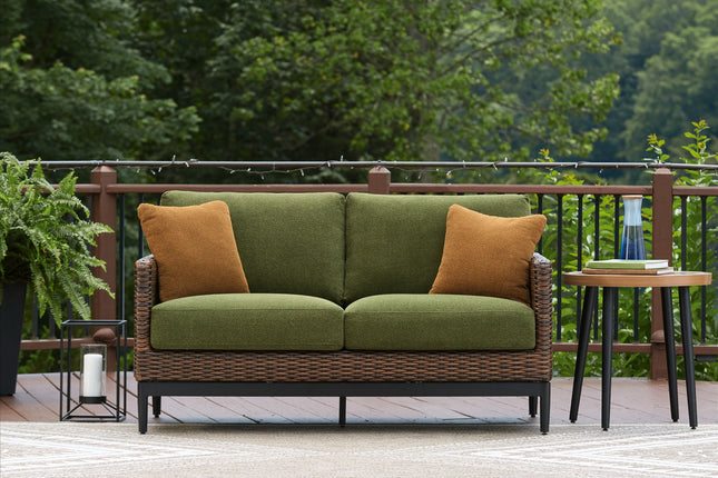 Horizon Hall - Loveseat With Cushion - Brown / Green