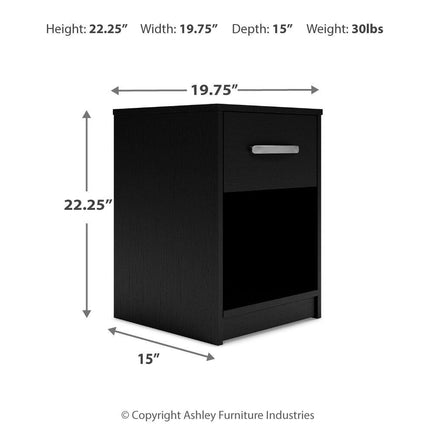 Finch - One Drawer Night Stand - 23" Height - Black