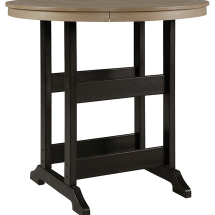 Fairen Trail - Round Bar Table w/Umb OPT - Black / Driftwood