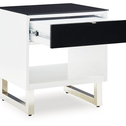 Gardoni - Rectangular End Table - White / Black