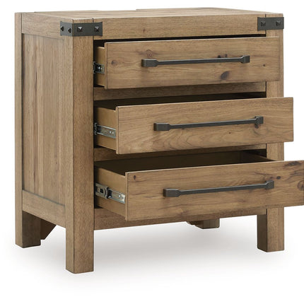 Ridgester - Three Drawer Night Stand - Light Brown