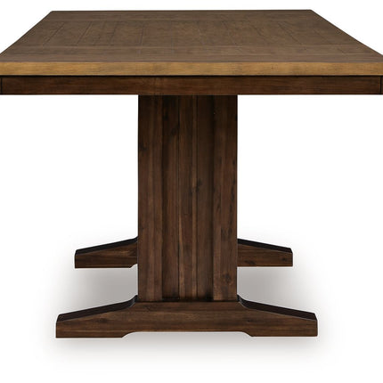 Rylandeen - Rectangular Dining Room Counter Height Extension Table - Light Brown / Dark Brown
