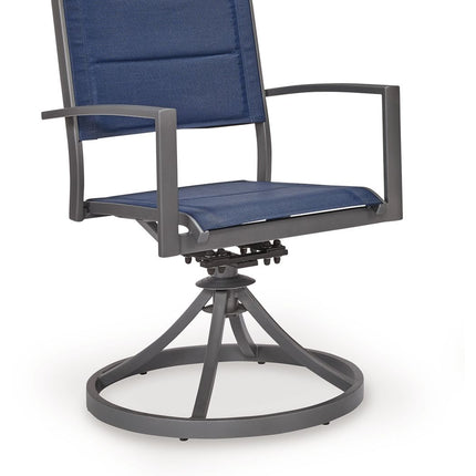 Rocky Creek - Sling Swivel Chair (Set of 2) - Blue / Gray
