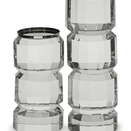 Brentley - Candle Holder Set (Set of 2) - Clear / Silver Finish