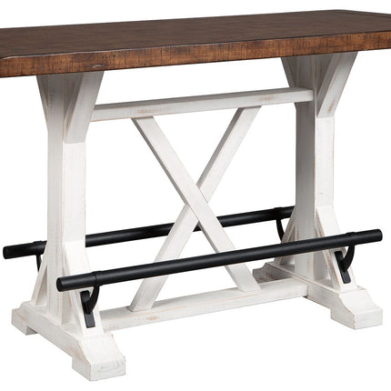 Valebeck - Rectangular Dining Room Counter Table - White / Brown