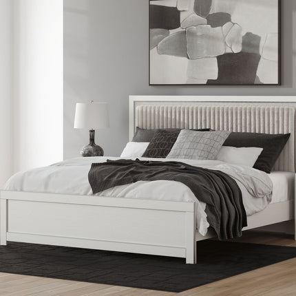 Zuraleus - Upholstered Panel Platform Bed With Roll Slats