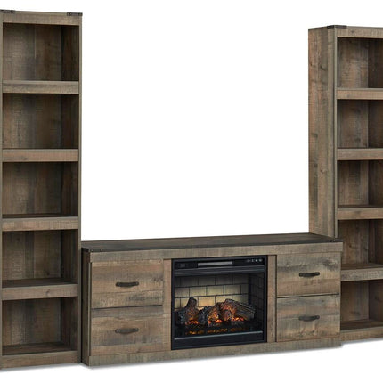 Trinell - 3-Piece Entertainment Center With Electric Fireplace - Brown