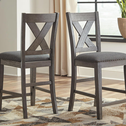 Caitbrook - Upholstered Barstool (Set of 2) - Gray