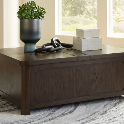 Breckington - Cocktail Table With Storage - Dark Brown