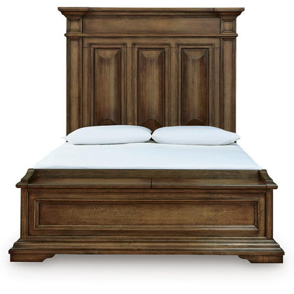 Frantanna - 3 Pc. - Queen Panel Storage Bed, Dresser And Mirror - Brown