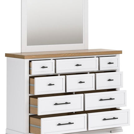 Ashbryn - Dresser And Mirror - White / Natural