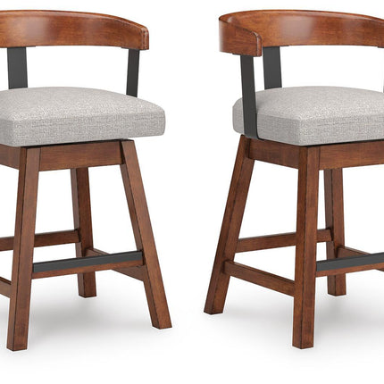 Ralene - Upholstered Swivel Barstool (Set of 2) - Medium Brown