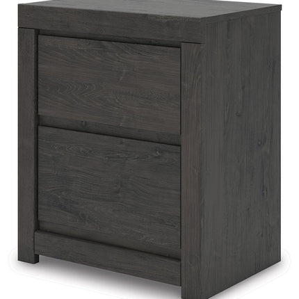 Fraluna - Two Drawer Night Stand - Charcoal