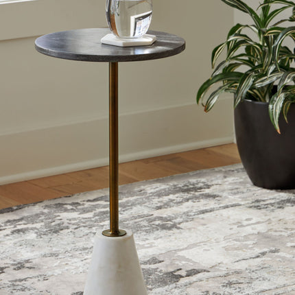 Caramont - Accent Table with White Base - Black / White / Gold Finish
