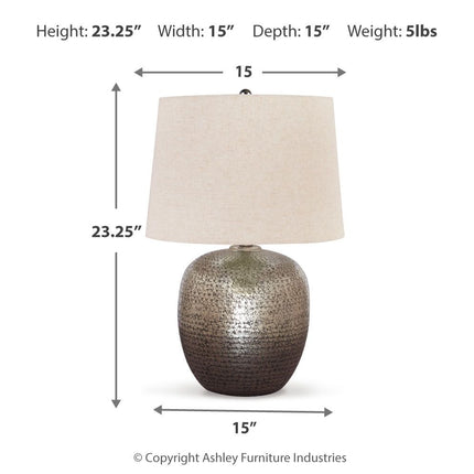 Magalie - Metal Table Lamp  - Antique Silver Finish