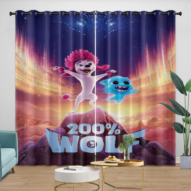 200% Wolf Curtains Blackout Window Drapes Room Decoration