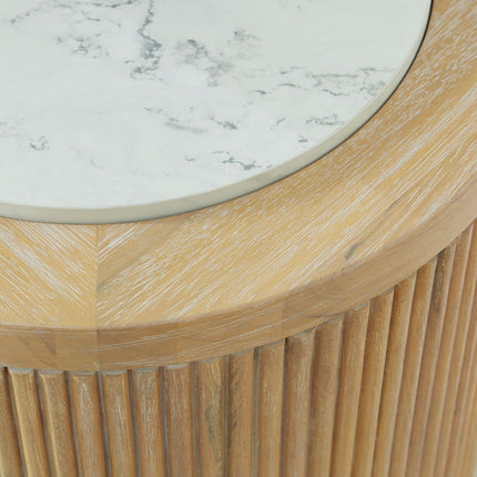 Camdill - Round End Table - Light Brown / White