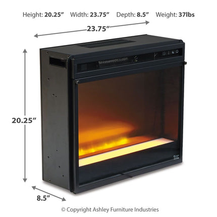 Entertainment Accessories - Fireplace Insert Glass/Stone - Black