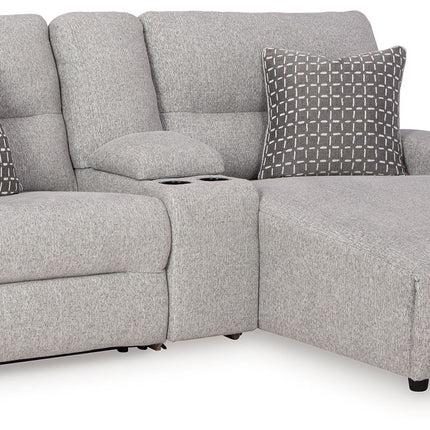 Acklen Place - 4 Pc. - 3-Piece Power Reclining Sectional Sofa With Raf Chaise, Wide Seat Power Recliner - Pewter