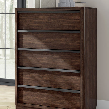 Dilenno - Five Drawer Chest - Dark Brown