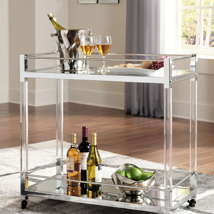 Chaseton - Bar Cart - Clear / Silver Finish
