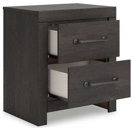Hollivern - Two Drawer Night Stand - Dark Gray
