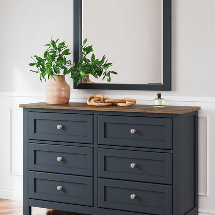 Landocken - Dresser and Mirror - Brown / Blue