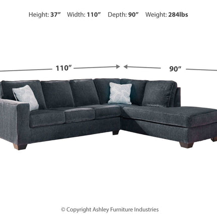 Altari - Right Arm Facing Corner Chaise With Sleeper 2 Pc Sectional - Slate