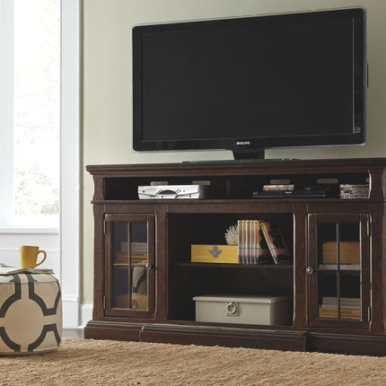 Roddinton - 2 Pc. - 74" TV Stand with Electric Infrared Fireplace Insert - Dark Brown