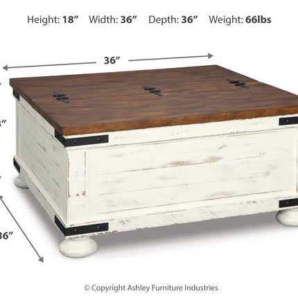 Wystfield - Cocktail Table with Storage - White / Brown
