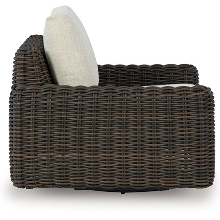 Kimora - Swivel Glider Lounge With Cushion - Beige / Dark Brown