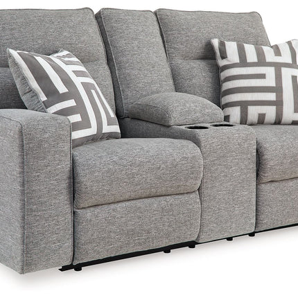 Biscoe - Power Reclining Loveseat With Console /Adj Headrest - Pewter
