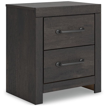 Hollivern - Two Drawer Night Stand - Dark Gray