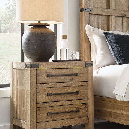 Ridgester - Three Drawer Night Stand - Light Brown