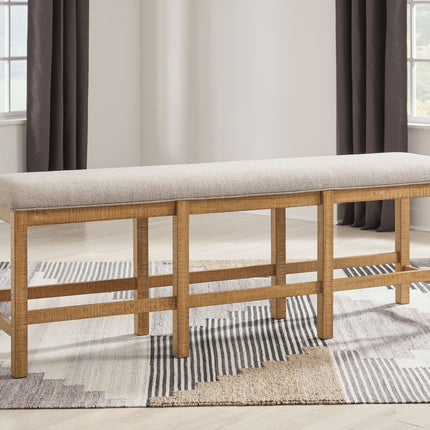 Havonplane - XL Counter Height Upholstered Dining Bench - Brown