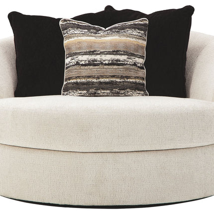 Cambri - Oversized Round Swivel Chair - Snow