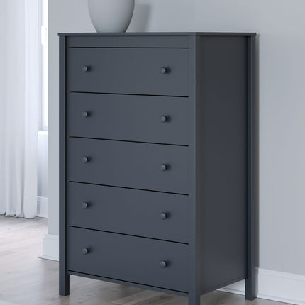 Simmenfort - Five Drawer Chest - Navy Blue