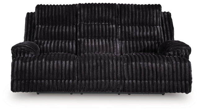 Rhine Falls - Reclining Power Sofa With Drop Down Table - Onyx