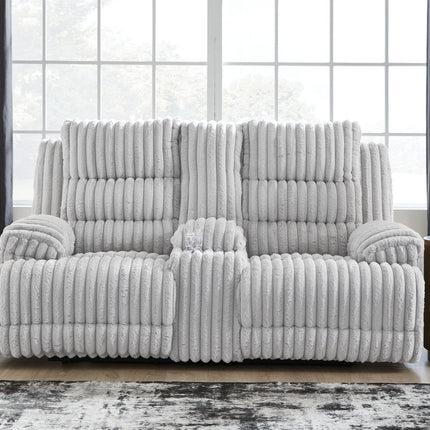 Rhines Falls - Double Reclining Power Loveseat With Console - Alloy