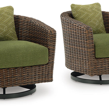 Horizon Hall - Swivel Lounge With Cushion - Brown / Green