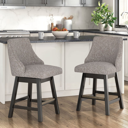 Neymorton - Upholstered Swivel Barstool (Set of 2) - Dark Grayish Brown
