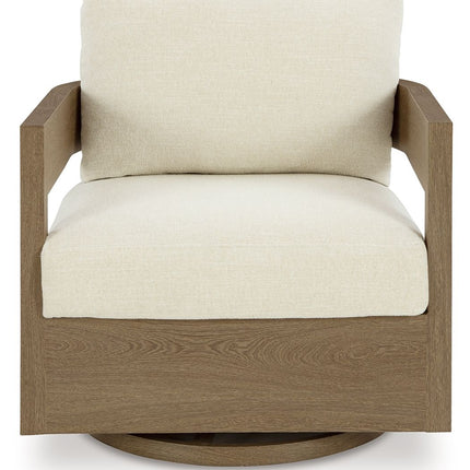 Serene Bay - Swivel Glider Chair With Cushion - Dark Brown / White