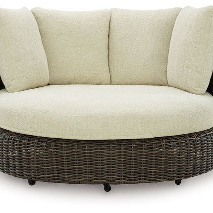 Kimora - Swivel Lounge Chair With Cushion - Beige / Dark Brown