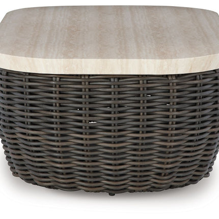 Kimora - Rectangular Cocktail Table - Beige / Dark Brown