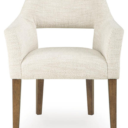 Marxmore - Dining Upholstered Arm Chair (Set of 2) - Beige / Brown