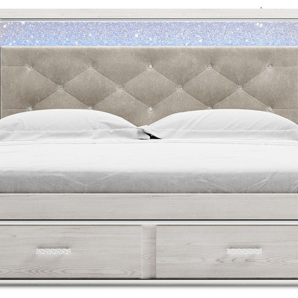 Altyra - King Upholstered Storage Bed - White